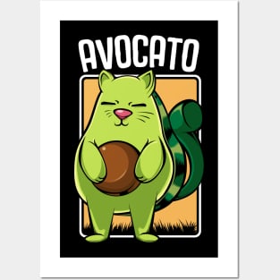 Avocado - Avocato Funny Cat Pun Cute Guacamole Posters and Art